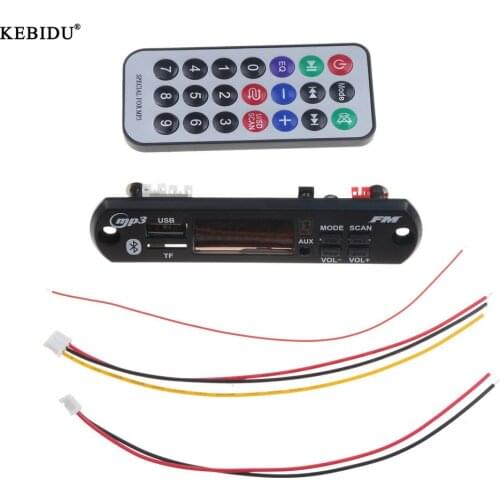 Kebidu MP3 Decoder BoardDC 5V 12V Bluetooth 5.0 Audio Module Support MP3 WMA FM TF USB AUX For Car With Remote control