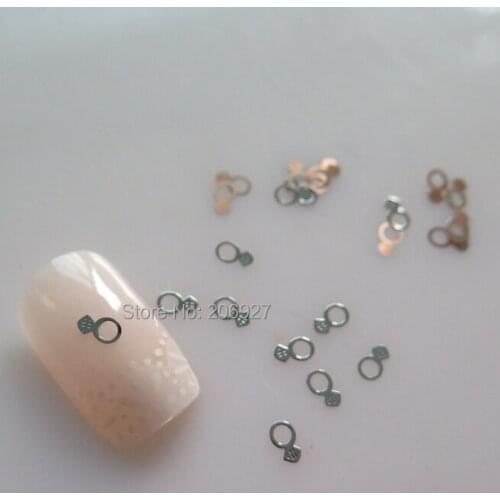 MS335-1 100pcs Silver Cute Ring Metal Sticker Nail Art Metal Sticker Nail Art Decoration Non-adhesive Sticker