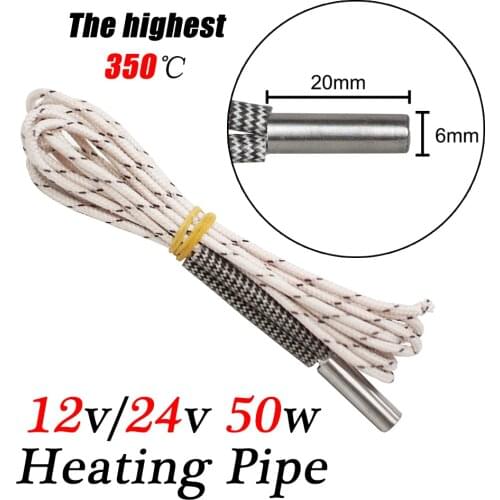 3D Printer Parts hotend Heating Tube 12V/24V 50W High Temperature 6*20mm mk8 hot end E3D V6 Heated block Cartridge Heater 1M