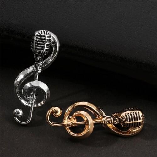 New Microphone Music Note Brooches For Women And Men Singer Party Concert Accessories Christmas Gifts High Quanlity