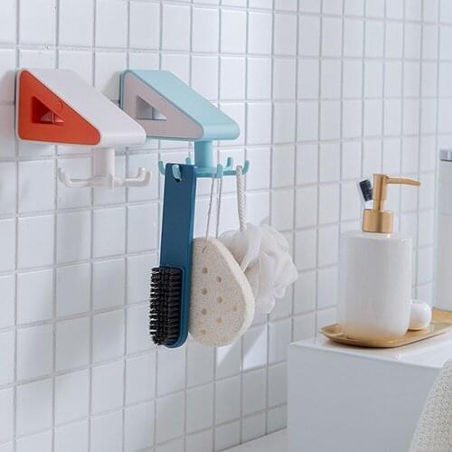 Kitchen Accessories Organizer Bathroom Storage Shelf Rotatable Hook Storage Rack With Towel Rag Drain Hanging Rod