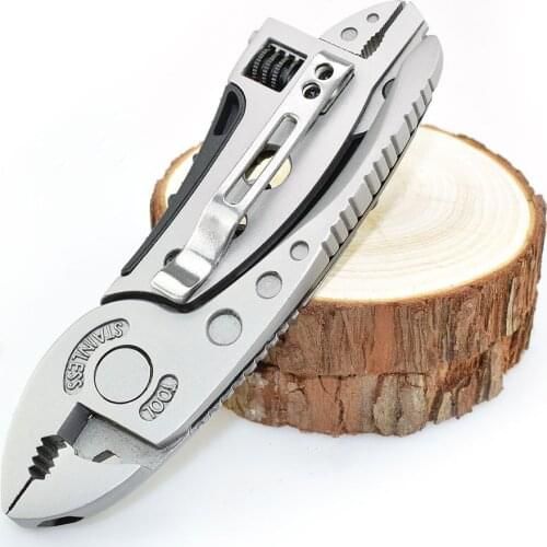 Outdoor Camping Portable Multi-Purpose Folding Multitool silver Pliers Pocket mini Knife Screwdriver Set Bottle Opener Adjustabl