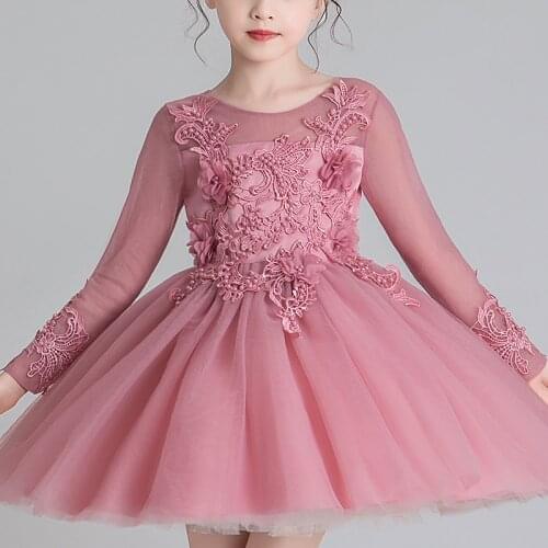 Dresses For Girls Wedding Party Frock Flower Gown Princess Kids Dress Childrens Embroidery Tutu Short Dress dm1211