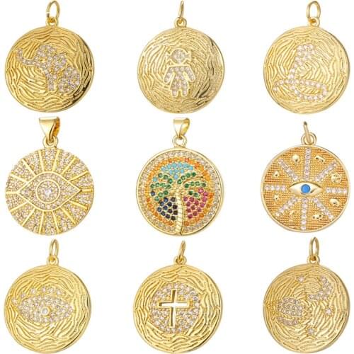 Evil Eye Charms New Necklace Bracelet Pendants DIY Handmade Lucky Gold Coin Jewelry Making Accessory Birthday Christmas Gifts