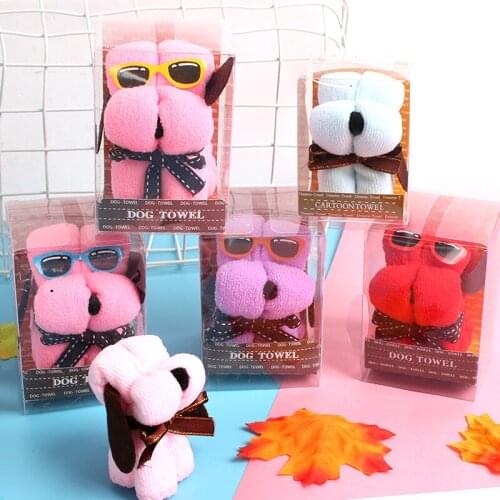 Towel cake towel gifts Dogs modelling towel Christmas gifts Wedding gifts 20*20cm with PVC box