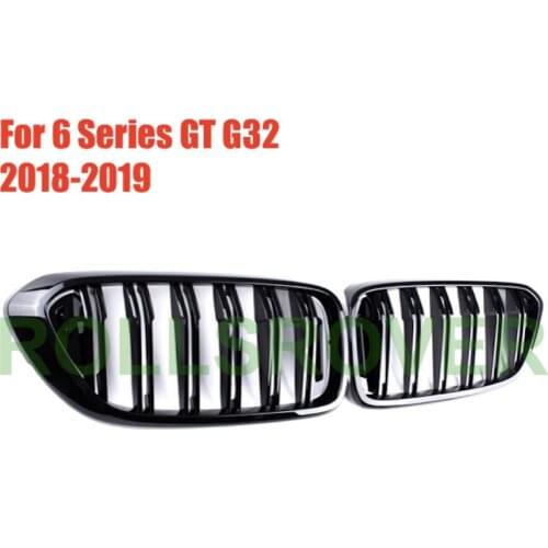 ROLLSROVER Black ABS Front Bumper Grille For BMW 6 Series GT G32 2018-2019 Double Strip Car Tuning