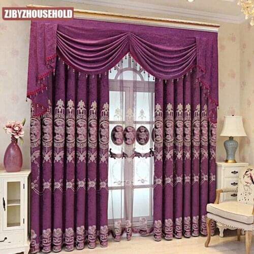 Luxury European Velvet Chenille with High Shading Curtains for Living Dining Room Bedroom