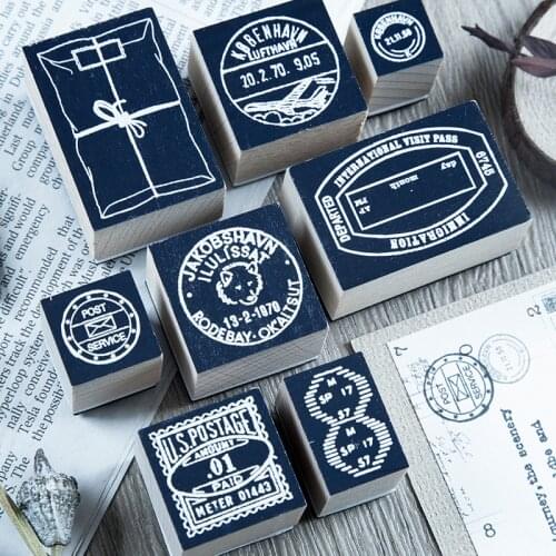 Vintage Stamp Collection Postmark Background Wooden Rubber Stamps For Scrapbooking Handmade Card DIY Stamp Photo Album Craft