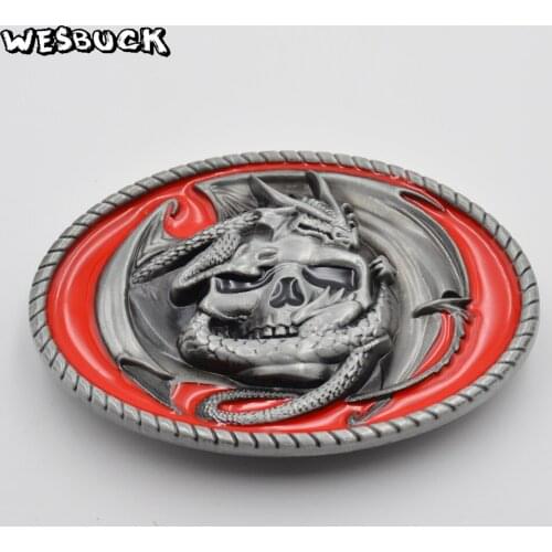 WesBuck Brand Red Skull Metal Belt Buckles for Man Women Western Buckles Cowgirls Causal Luxury Cowboy Belt Buckle
