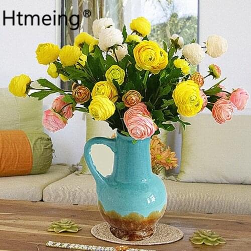 1PCS Small Mini Vintage Inspired Ranunculus Buds Silk flowers Peony Bundle Artificial Flowers Table Centerpieces