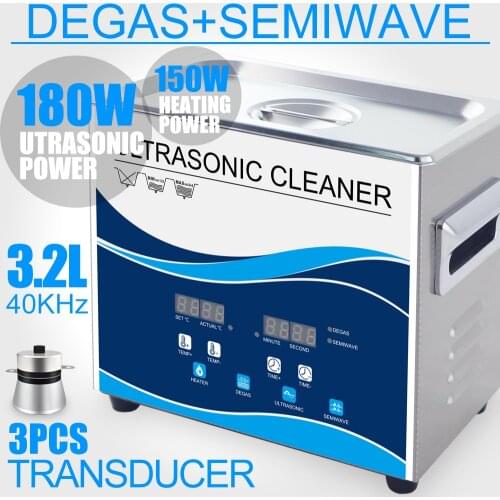 180W Ultrasonic Cleaner 3.2L Stainless Bath Degas Household Wash Jewelry Circuit Board Hardware Parts Piston Dental Instrument