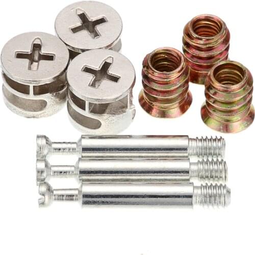 20pcs 3in1 M6*40 Furniture Screw Assembled Pieces Kitchen Cabinet Connectors Hammer Nut