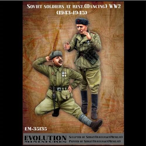 2pcs Soviet Soldiers Resting Resin Figure 1/35 Scale Model Kit Assembly Models Kit Resin Colorless Self-Assembled Toy NO.297
