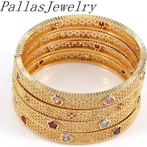 3Pcs Fashion Trendy Jewelry Cubic Zirconia Stone Open Cuff Bracelet Colored CZ Micro Pave Bangle Bracelet Charm