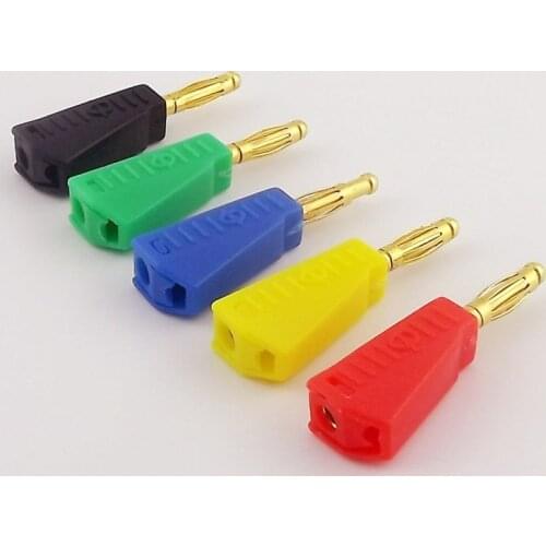 5pcs Radioshack Stackable 4mm Banana Male Plug Jack Adapter Gold Plated Connector Solder Type 5 Colors