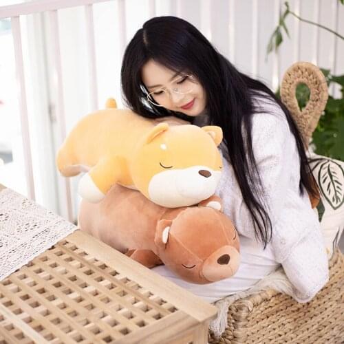 50/80cm Newborn Pig Bear Panda Cushion Plush Bear Toys Stuffed Sleeping Pillow for Girls Home Indoor Carpet Sofa Cushion Decor