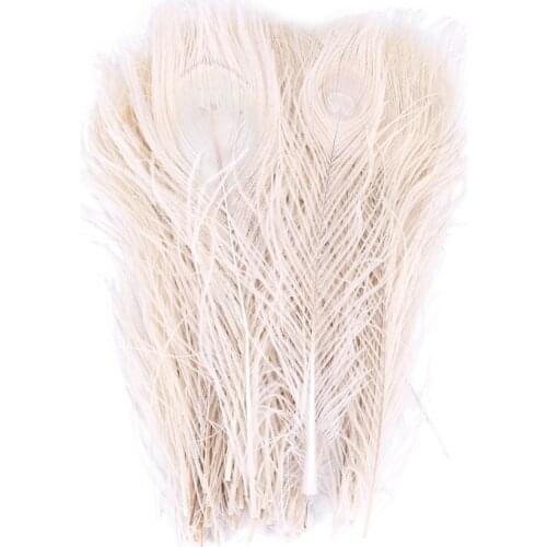 50 PCS/Natural White Peacock Feathers in the Eye, 10 to 12 Inches of the Peacock Feather Wedding Decoration