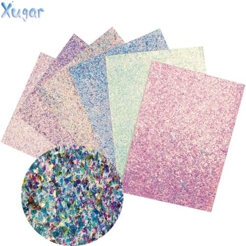 6Pcs 22*30cm Synthetic Leather Fabric Shiny Candy Paper Fabric DIY Bow Accessories Fabric for Handmade Craft Patchwork Material