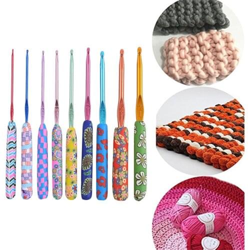 9Pcs Ceramic Handle Knitting Needles Aluminum Crochet Hooks Set 2-6mm for Weaving Sewing braid Kit DIY Craft Tool Dropshipping