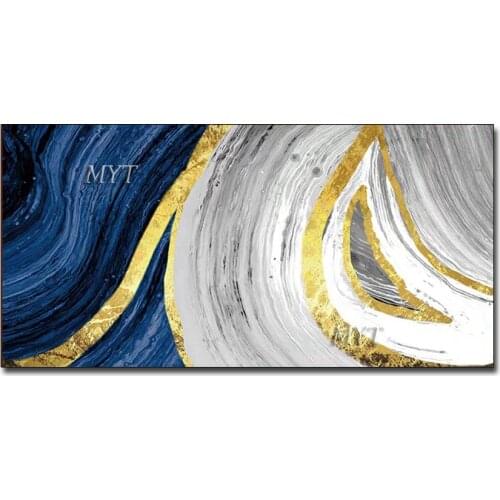 Free Shipping Hot Sale Abstract Golden Unframed Painting Flowing Big Paint Fashion Tableaux Living Room Nordic Wall Art Decor