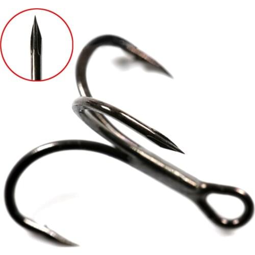 Bimoo 10pcs Extra Sharp Arrow Point Treble Hooks Black Nickle Red Grey Color Fishing Lure Spinner Bait Assist / Spare Hooks