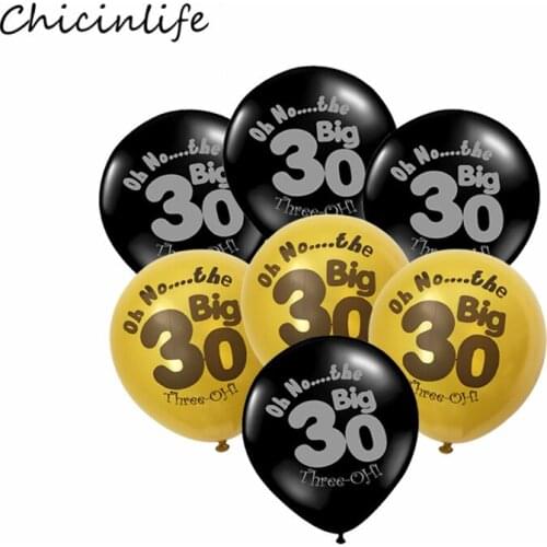 Chicinlife 20pcs 10inch Gold Black Oh no ....the big 30 40 50 60 Happy Birthday Balloons Anniversary Birthday Party Decoration