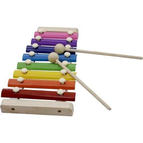Wood Glockenspiel 8-Note Colorful Xylophone Glockenspiel with Wooden Mallets Percussion Musical Instrument Toy for Kids Children