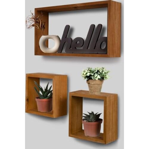 Wooden Handmade Organizer Decorative Wall Mounted Shelf 3 Pcs Rustic Storage Box Handcrafted Nordic Wood Rack Etagère Estante