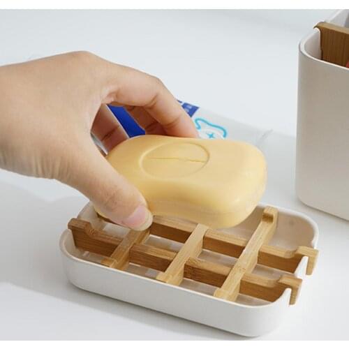 Portable Bamboo Fiber Shower Soap Holder Draining Box Kitchen Bathroom Supplies Drain Tank Fine Workmanship Durable Practical