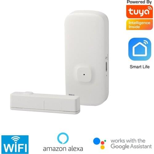 Smart home door open alarm wireless magnetic door contact detector 2.4G WIFI Tuya intelligent Rechargeable battery google alexa