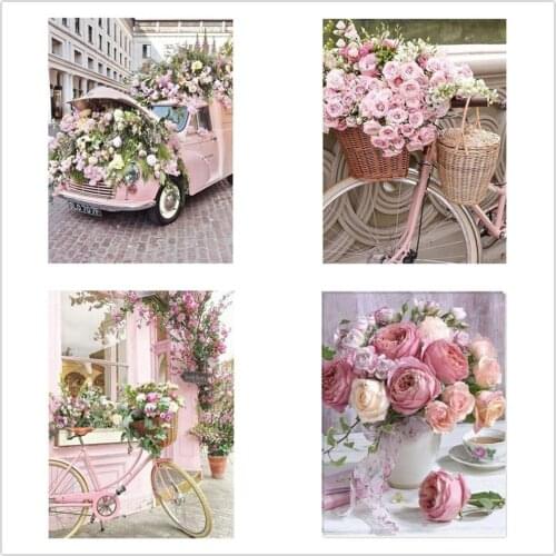 Dpsprue Full Square/Round Drill 5D DIY Diamond Painting Kit "Flower Bike" 3D Embroidery Cross Stitch 3D Home Decor Gift