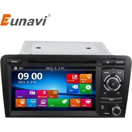 Eunavi 2 Din Car DVD Player for Audi A3 S3 2003 2004-2011 Stereo Headunit with Built-in GPS Navi Free Map+SD card+camera+Canbus