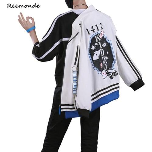 Anime Detective Conan Kaitou Kiddo Cosplay Costume Case Closed Kiddo Kid the Phantom Thief Coat Shirt Pants Full Set Wig Men Boy