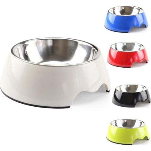 Dogs Cats Bowls Removable Stainless Steel Anti-Skid Round Melamine Stand Food Water Bowl for Small Medium Large dogs