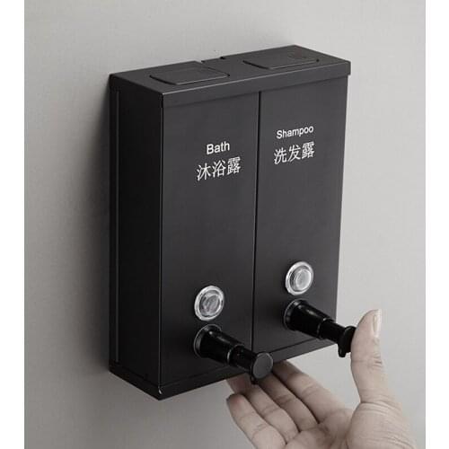 304 Stainless Steel Wall-mounted Manual Soap Dispenser Shampoo Shower Gel Bottle Bathroom Hand Sanitizer Box For Soap Liquid