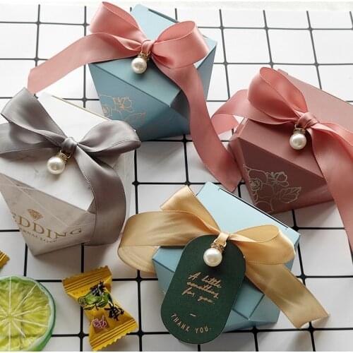 New Gift Box Marble Diamond Wedding Favor Sweet Boxes Candy Box for Packaging Baby Shower Birthday Guests Party Supplies