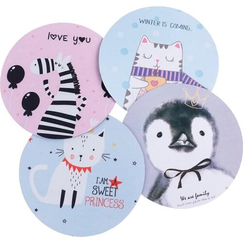 New 1pc Cartoon Animal Pattern Mouse Pad Round Mousepad Office Mice Pad Rubber Home Computer Anti-slip Table Mat Study Room