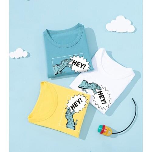 New Autumn Childrens Clothing Boy T-shirt Wholesale Big Dinosaur Pattern Baby Clothing Mother Kids Clothes with 100% Cotton T