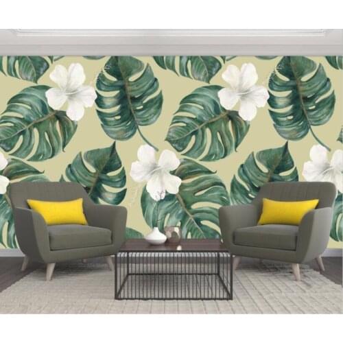 CJSIR Custom 3d Wallpaper Papel De Parede Hand-drawn Modern Plant Abstract Leaves Floral Photo Wallpaper Murals Duvar Kagit