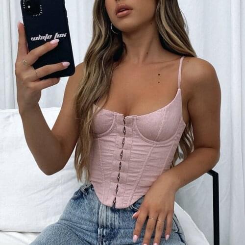 Sexy Padded Corset Summer Crop Top Women Boning Bustier Backless Padded Camis Camisole Tops Low Cut Cropped Streetwear