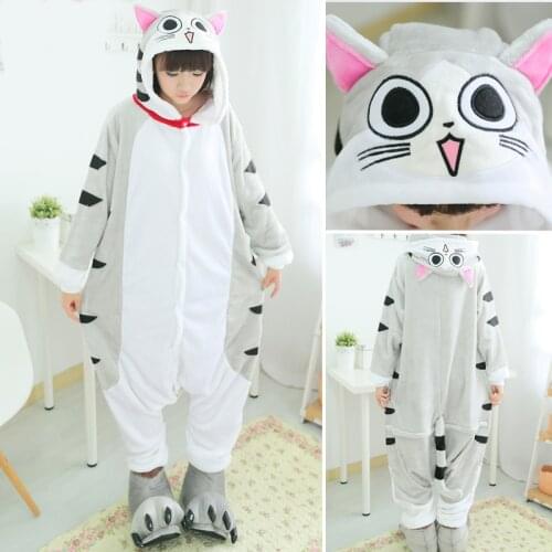 Unisex Adults Cheese Cat Animal Pajamas Anime Onesie Stitch Unicorn Panda Totoro Flannel Cartoon Warm Cosplay Sleepwear