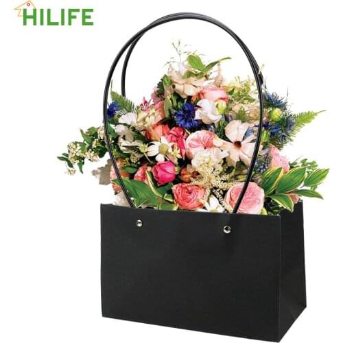 For Wedding Birthday Party Favor Gift Christmas New Year Flower Bag Shopping Package Kraft Paper Bag With Handle