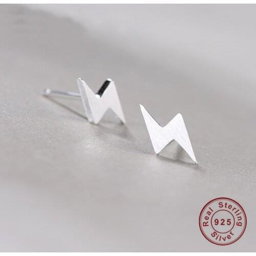 Simple Lightning Shape Stud Earrings 2020 Summer 925 Solid Sterling Silver Earring For Women Party Fashion Jewelry Gift Berloque