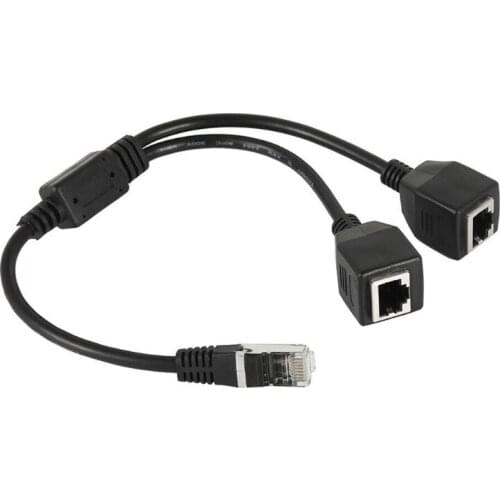 H05A RJ45 Ethernet Splitter Cable RJ45 Network Splitter Adapter Cable RJ45 1 Male to 2 Female Socket Port LAN Ethernet Network Y