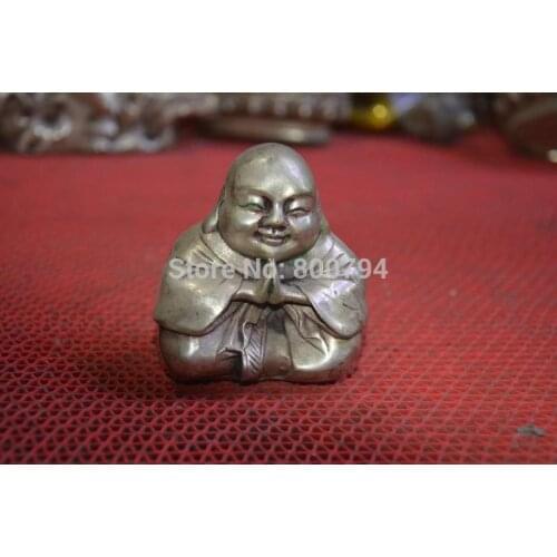 Rare Old Old China carved silver Buddha statue,free shipping
