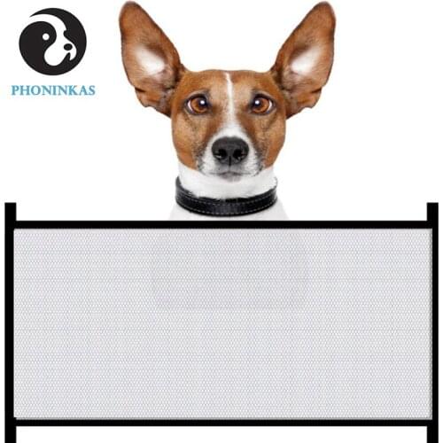 Magic Dog Gate Mesh Pet Fence Barrier Folding Safe Guard Indoor Outdoor Puppy Dog Separation Protect Enclosure Pet Supplies