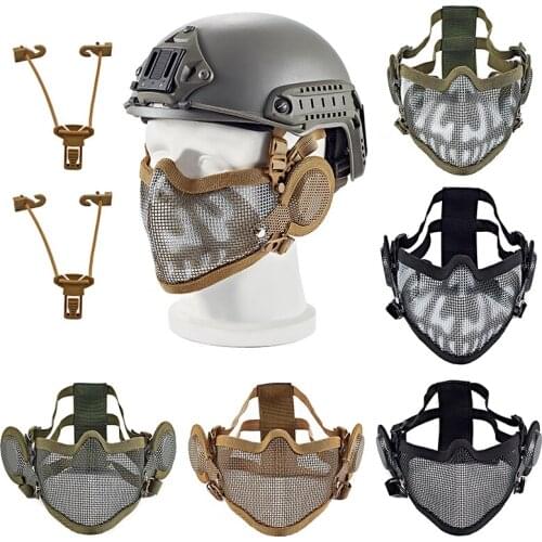 Outdoor Airsoft Tactical Breathable Steel Wire Ear Protection Mask Multifunctional Survival Game CS Paintball Camouflage Mask