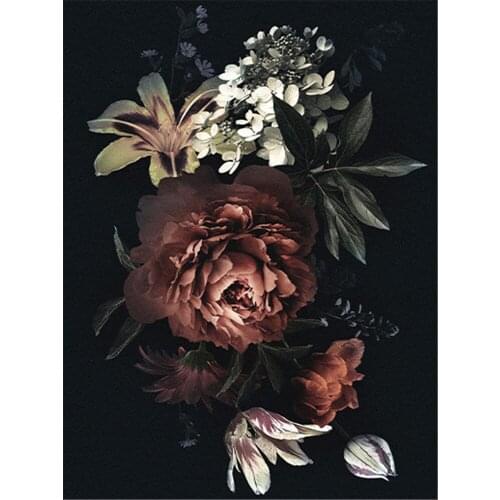 Flower Rose Printed Fabric 11CT Cross-Stitch Embroidery Full Kit DMC Threads Needlework Handiwork Painting Knitting Package