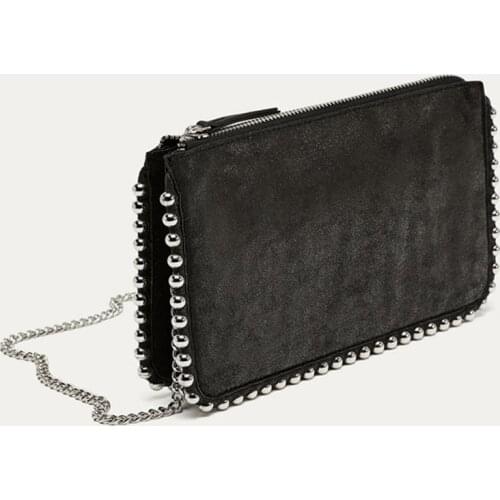 Women Bag PU Flap Fashion Rivet Dark Style Shoulder Bags Pures And Bags Crossbody Euro-America Style Evening Clutch Bag