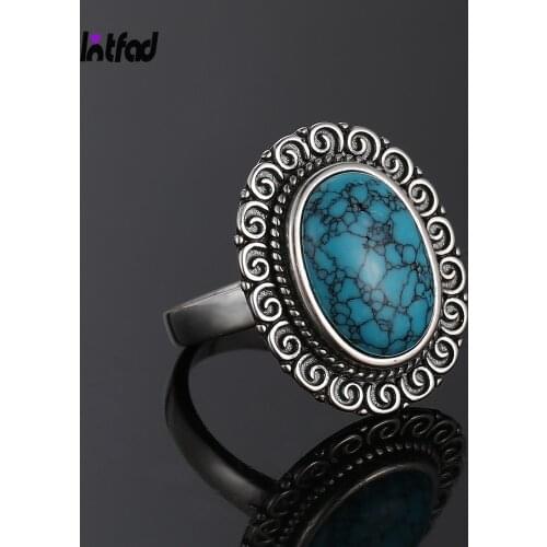 Natural 10x14MM Turquoise Rings Vintage Womens 925 Sterling Silver Ring Anniversary Party Gift Fine Jewelry